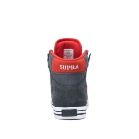 Supra Mens VAIDER Dk Grey/Risk Red/white High Top Shoes | CA-56845